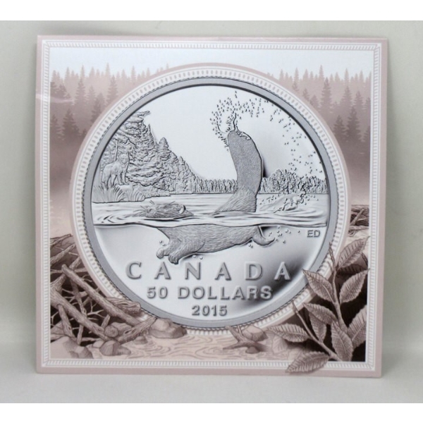.9999 Silver 2015 $50 Beaver Coin 
