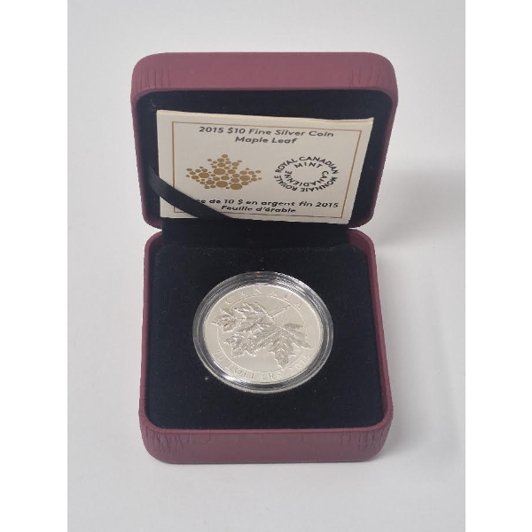 Half Oz .9999 Silver 2015 Maple Leaf $10 Coin 
