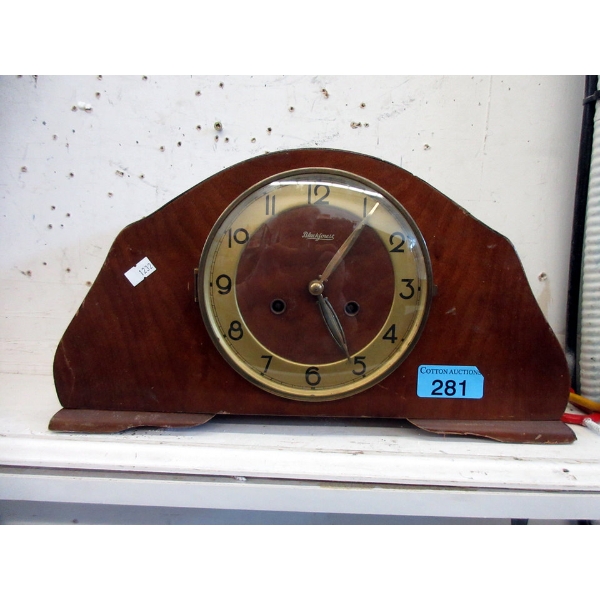 Vintage Black Forest Mantle Clock - Wood Case