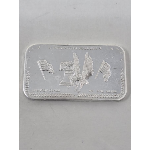 1 Oz .999 Silver International Trade Unit Bar 