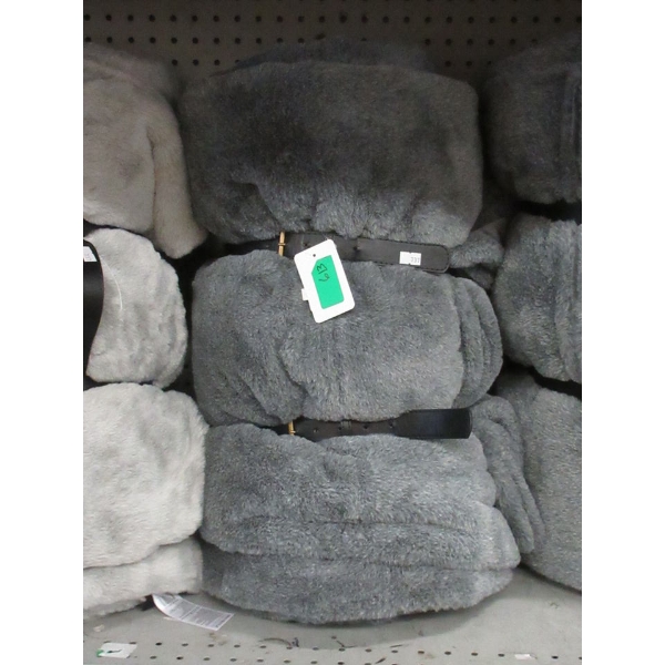 Mon Chateau King Size Faux Fur Blanket - Dark Grey