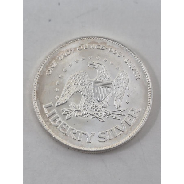 1 Oz .999 Silver Liberty Bell/Eagle Round 