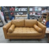 Image 1 : 65" Caramel Leather Loveseat- Customer Return - As Is