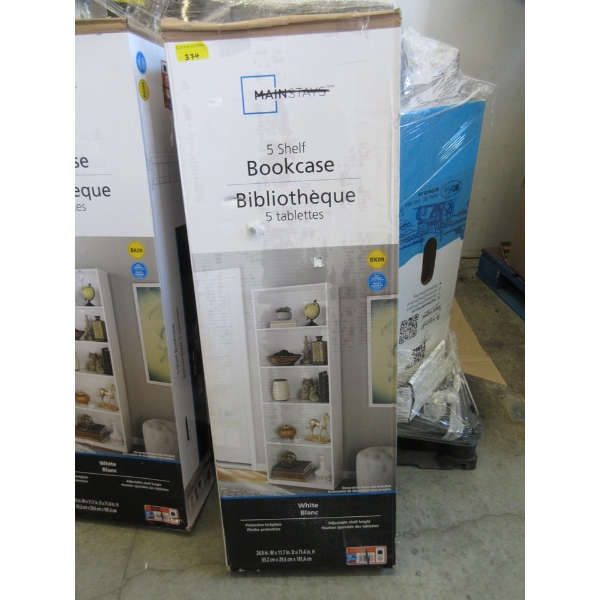 White 8 Shelf Bookcase with Protective Kick Plate