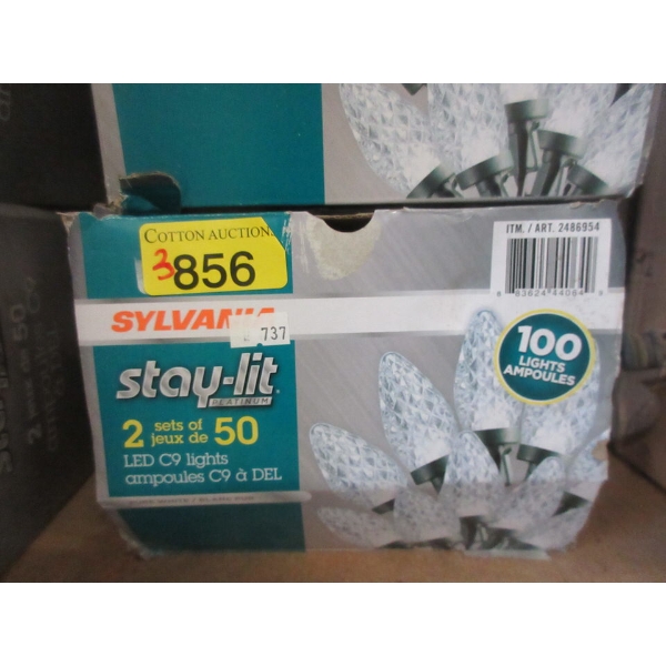 3 Sets of Clear Sylvania Stay-lit LED C9 String Lights