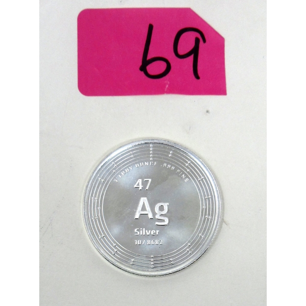 1 Oz .999 Silver Elemetal Round 