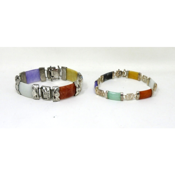 Two .925 Sterling Silver Multi-Gemstone Bracelets