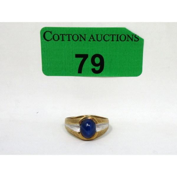 10 KT Gold 2.4 Carat Star Sapphire Ring - Size 8