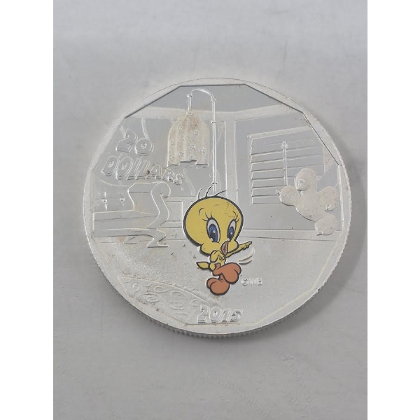 1 Oz .9999 Silver 2015 Colorized Tweety Bird Coin 