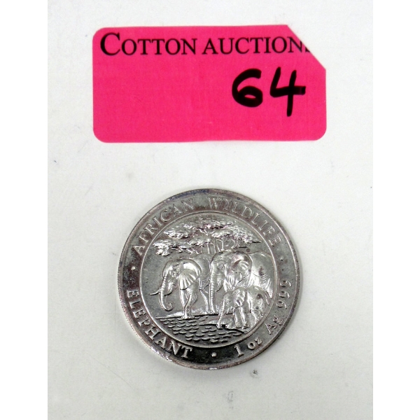 1 Oz .999 Silver African Wildlife Elephant Coin 