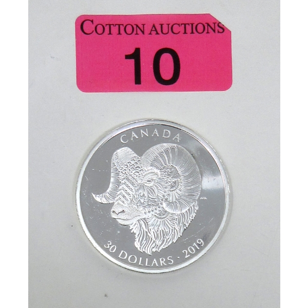2 Oz .9999 Silver 2019 Zentangle Art: Bighorn Sheep Coin 