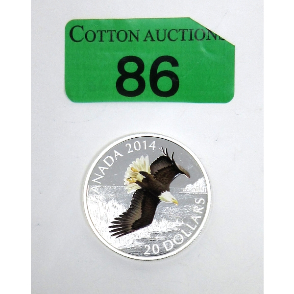 1 Oz .9999 Silver 2014 Soaring Eagle Colourized Coin 