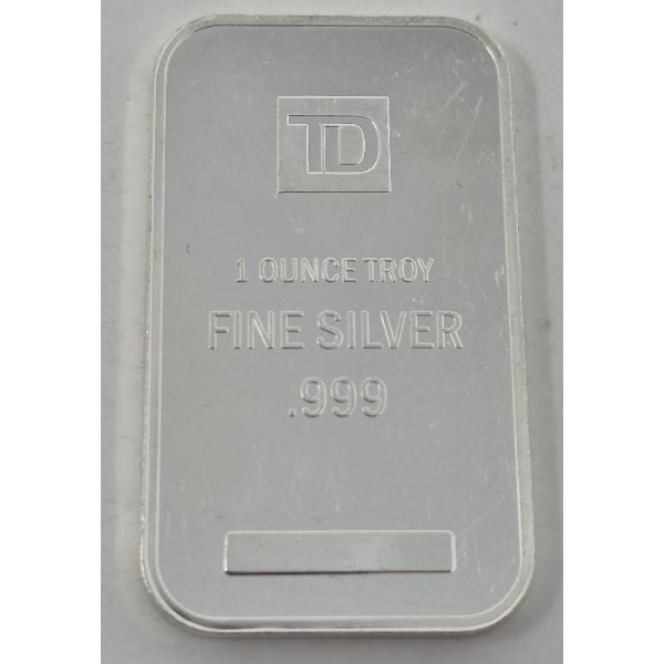 1 Oz .999 Silver TD Bank Investor Bar