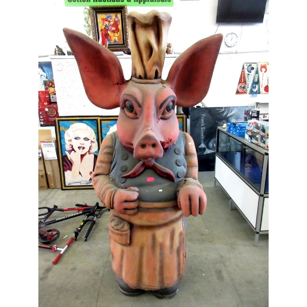 80" Tall Fiberglass Porcine Chef Statue