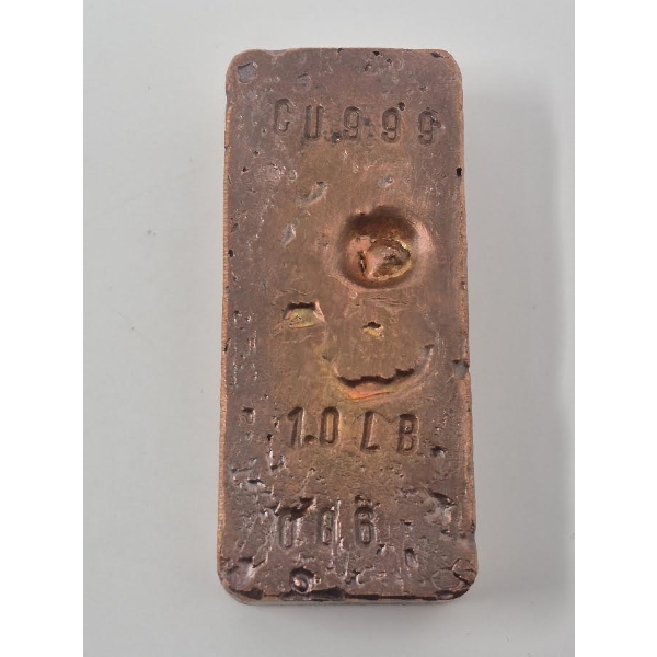 1 Pound .999 Fine Copper Serial Numbered Bar
