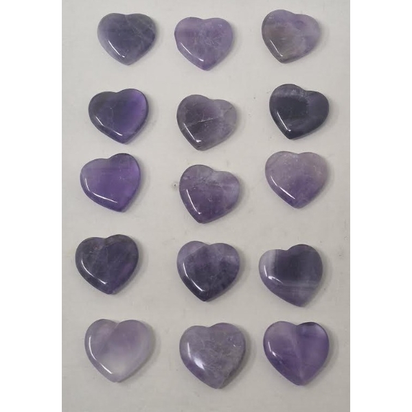 15 x Amethyst Gemstone Hearts