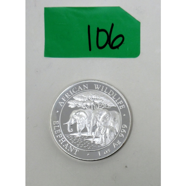 1 Oz .999 Silver 2013 African Wildlife Elephant Coin