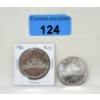 Image 1 : Two 1966 Canadian 80% Silver Dollar Coins