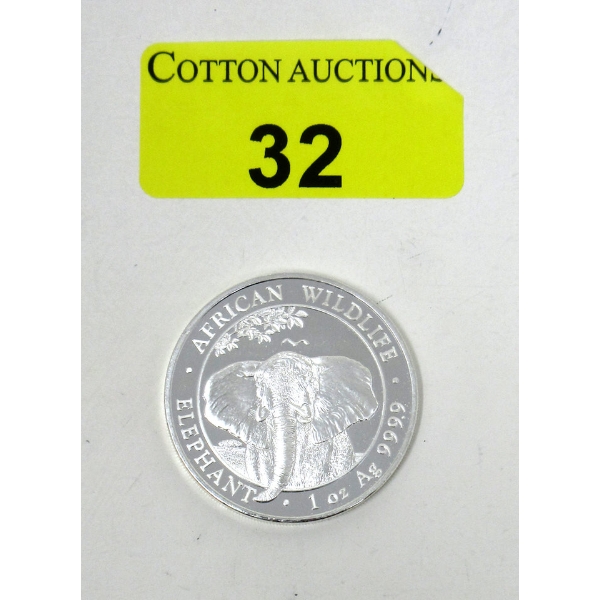 1 Oz .9999 Silver 2021 African Wildlife Elephant Coin 