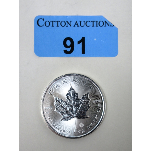 1 Oz .9999 Silver 2021 Maple Leaf Coin 