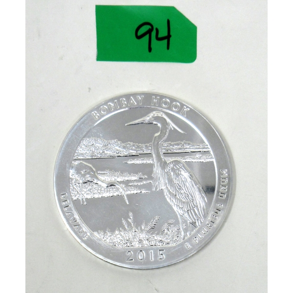 5 Oz .999 Silver 2015 Bombay Hook Coin 