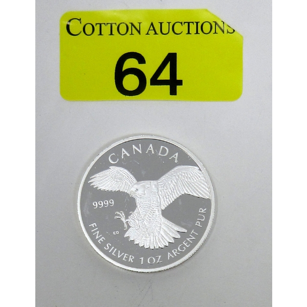 1 Oz .9999 Silver 2014 Peregrine Falcon Coin 