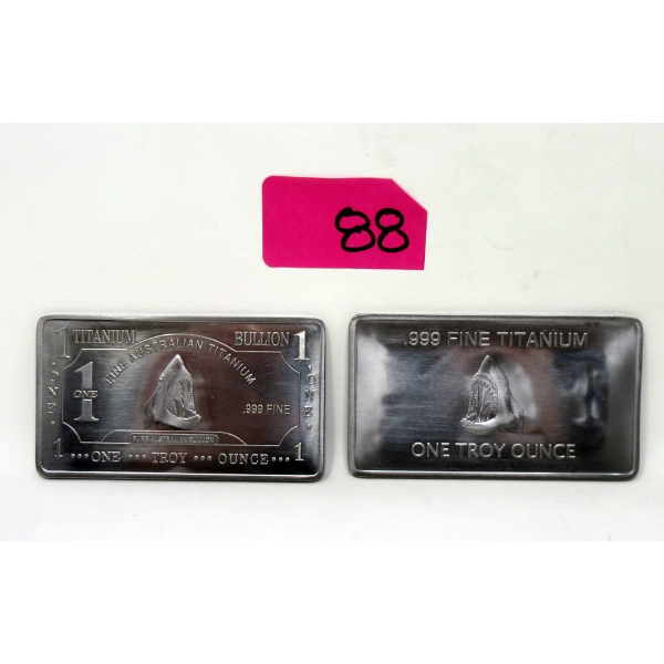 2 x 1 Oz .999 Australian Fine Titanium Bars 
