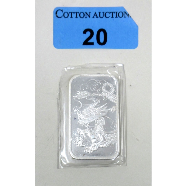 1 Oz .999 Silver TD Bank Investor Bar with Dragon on Back