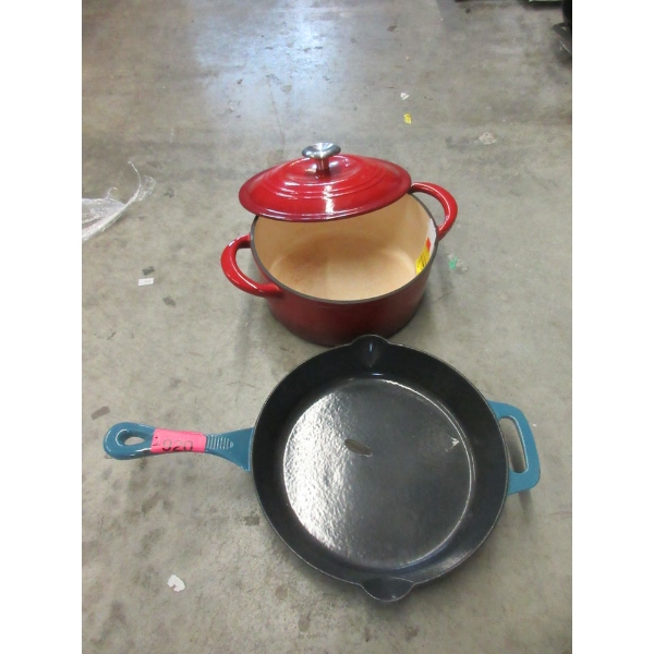 Enameled Cast Iron Frying Pan & Dutch Oven