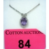 Image 1 : 1.7 CT Amethyst & Diamond Sterling Silver Pendant 