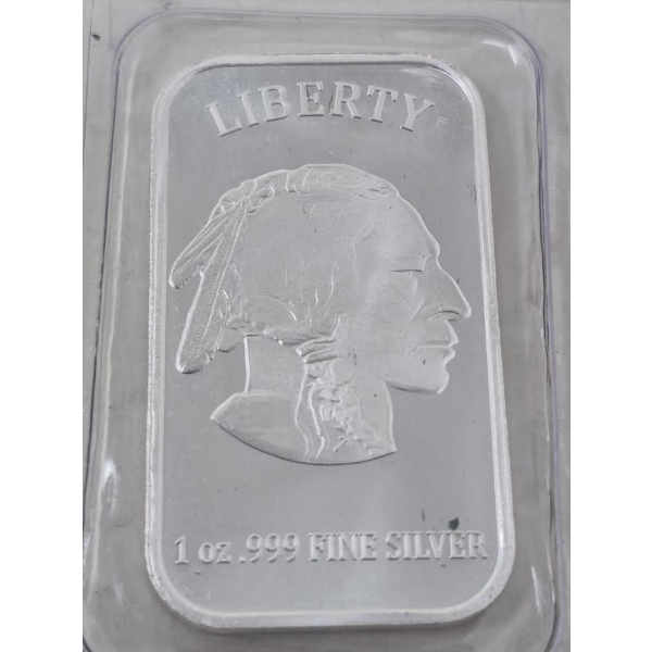 1 Oz .999 Silver lndigenous/Buffalo Bar 