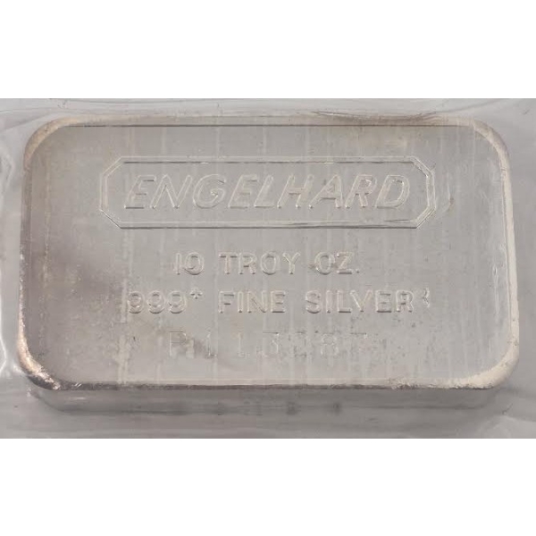 10 Oz .999+ Silver Large E Engelhard Bar