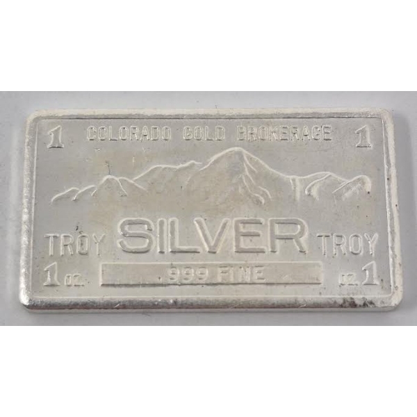 1 Oz .999 Silver Colorado Gold Brokerage Bar 