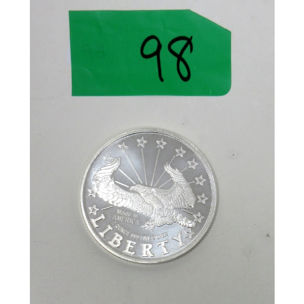 1 Oz .999 Silver Liberty Eagle Round 