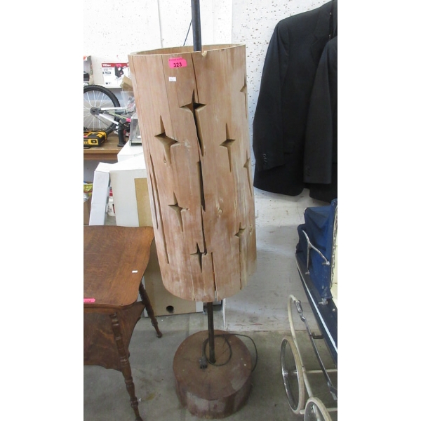 75" Hand Crafted Floor Lamp - Wood Base & Shade