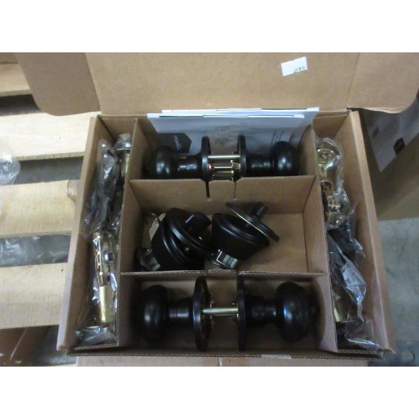 Set of 2 New Black Door Knob and Dead Bolt Sets