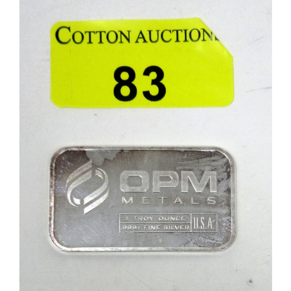 1 Oz .999+ Silver OPM Bar 