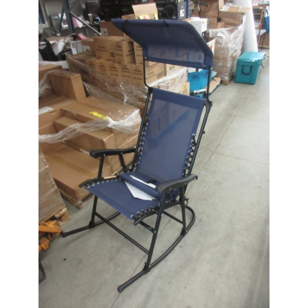 New Blue Rocking Patio Chair with Sun Shade
