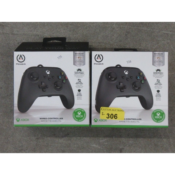 2 Black PowerA Xbox Wired Controllers