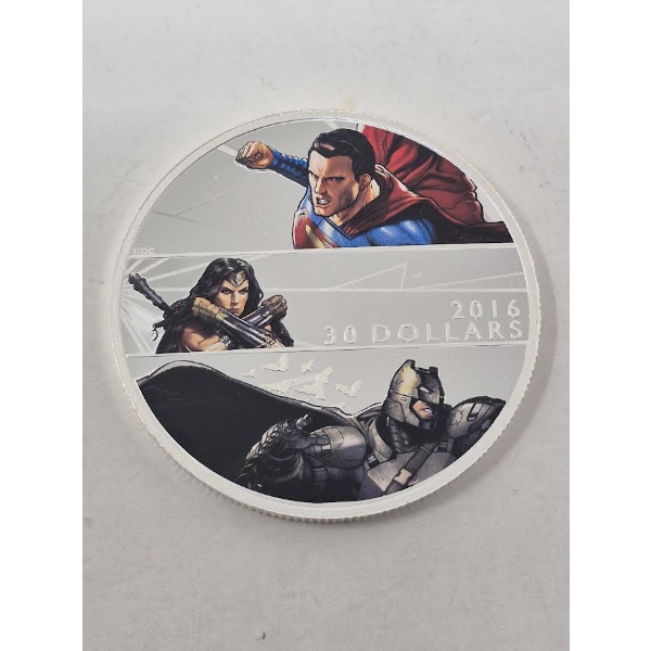 2 Oz .9999 Silver 2016 Batman v Superman $30 Coin 