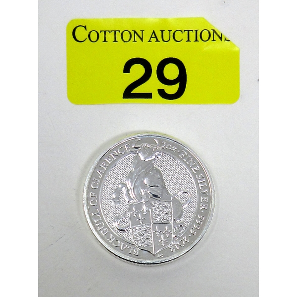2 Oz .9999 Silver 2018 Black Bull of Clarence Coin 
