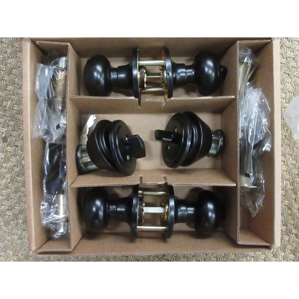 Set of 2 New Black Entry Knobs with Dead Bolts