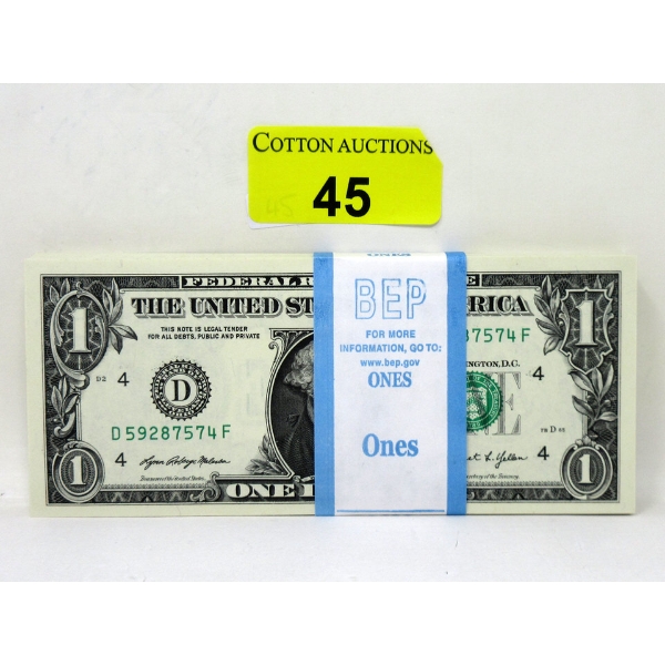 100 x $1 USD Uncirculated Federal Reserve Bundle 