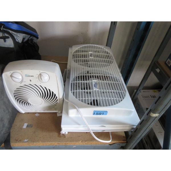 1 Window Fan and 2 Desk Top Fans - Preowned