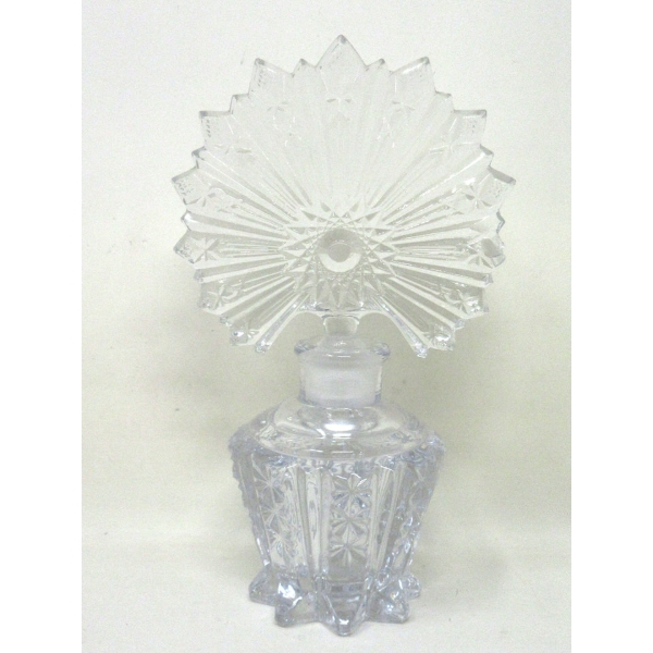 Antique 7" Cut Glass Perfume Bottle - Fan Stopper