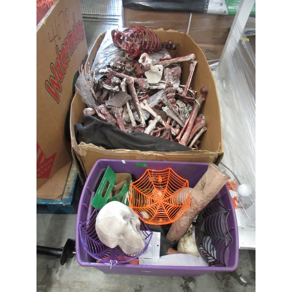 Tote & Huge Box of Halloween Decorations 
