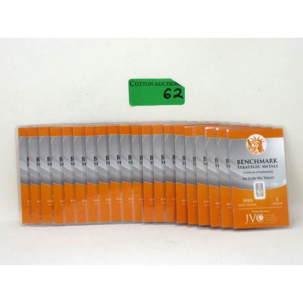 10 x 1 Grain .999 Silver Certified Bars 