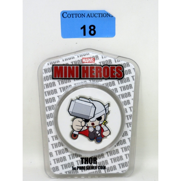 1 Oz .999 Silver 2021 Marvel Mini Heroes: Thor Coin 