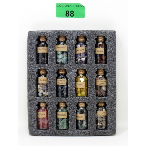 12 Bottles of Gemstones, Crystals & Healing Stones