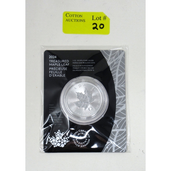 1 Oz .9999 Silver 2024 Treasured Maple Leaf Coin 